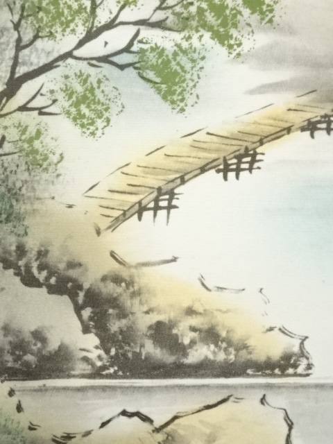 道具 ] - 道具 秀峰筆 彩色山水 肉筆絹本掛軸（紙箱） | ネット